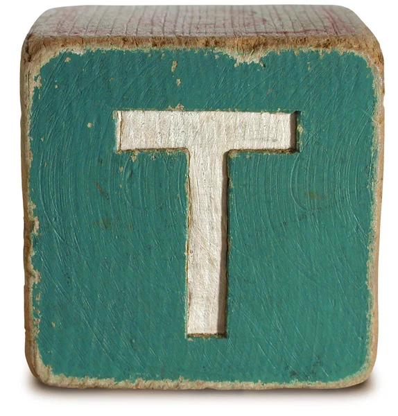 Wooden Block Letter T — Stock Photo, Image