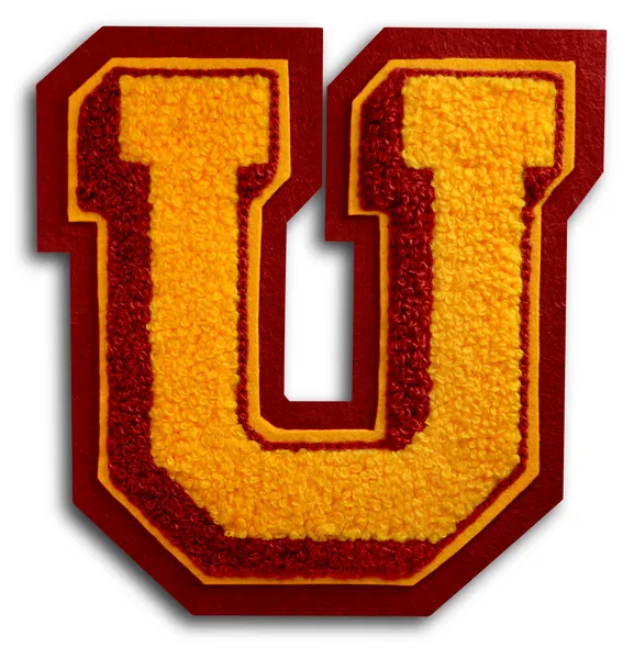 Photograph of School Sports Letter - Burgundy and Gold U — Stock Photo, Image