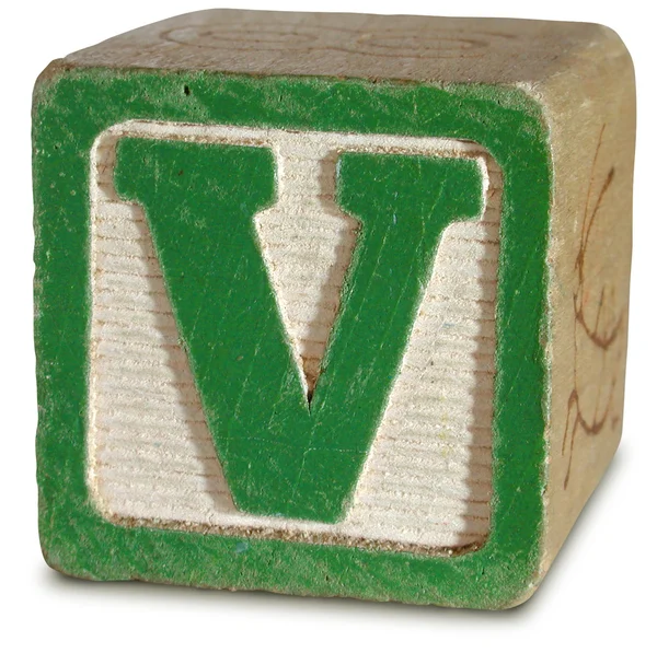 Photographie de Bloc de bois vert Lettre V — Photo