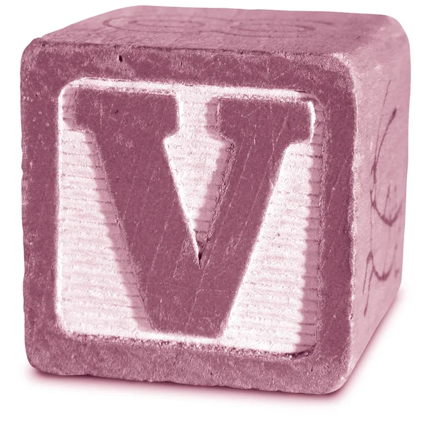 Фотографія пурпурового дерев'яні блок буква V — стокове фото