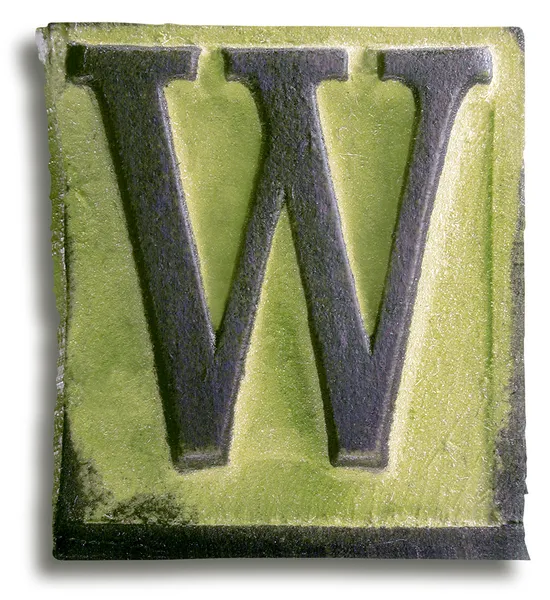 Фиолетовая резиновая печать буквы W — стоковое фото
