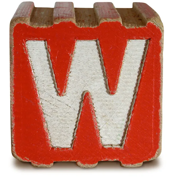 Fotografia do bloco de madeira vermelho letra W — Fotografia de Stock