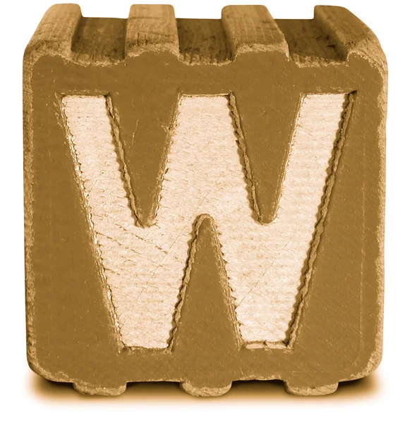 Photograph of Sepia Wooden Block Letter W — Stock Photo, Image