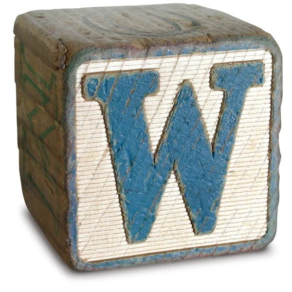 Photograph of Blue Wooden Block Letter W — Stock Photo, Image