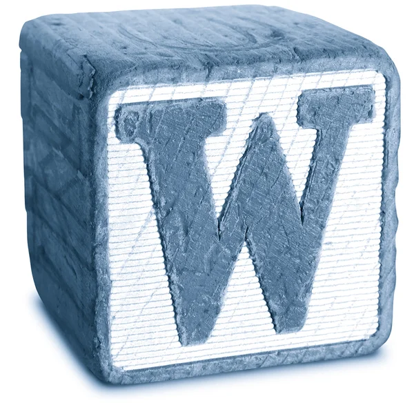 蓝色木块字母 w 的照片 — 图库照片