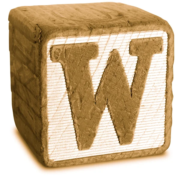 Photograph of Sepia Wooden Block Letter W — Stock Photo, Image