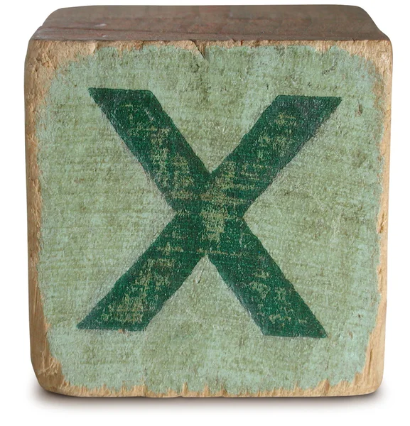Bloco de madeira letra X — Fotografia de Stock