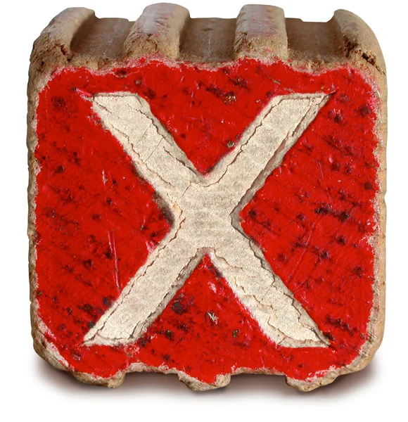 照片的红色木制块信 x — 图库照片
