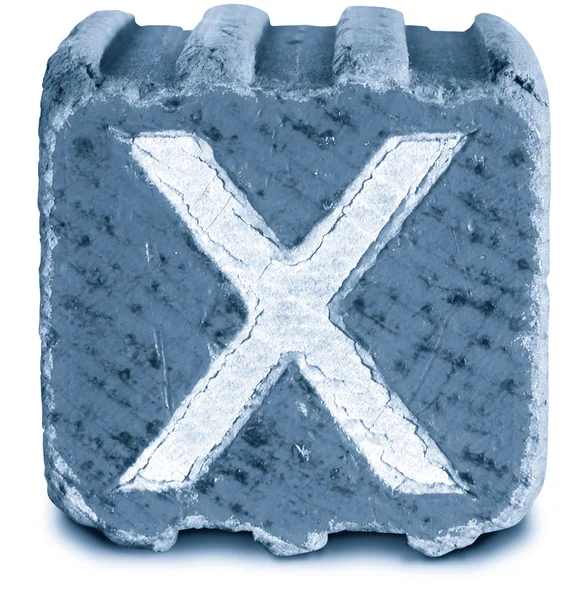 青い木製のブロックの文字の写真 x — ストック写真