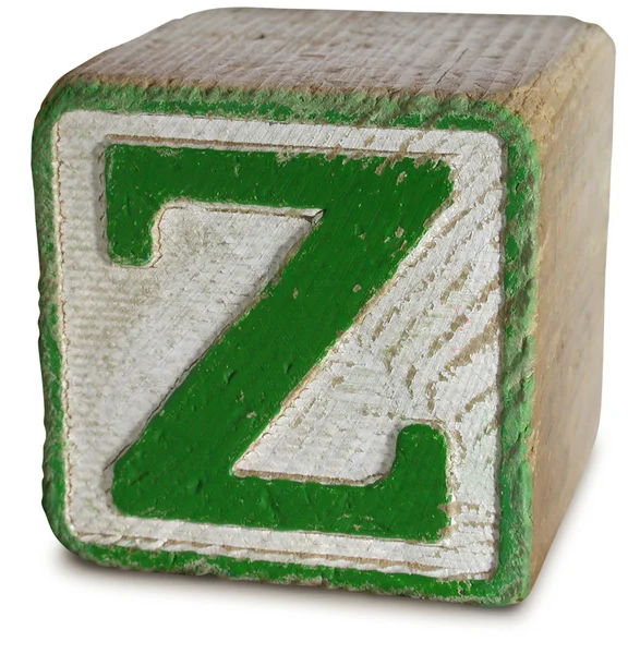 Фото зеленого деревянного блока буква Z — стоковое фото