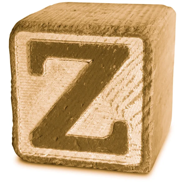 Photograph of Sepia Wooden Block Letter Z — Stock Photo, Image