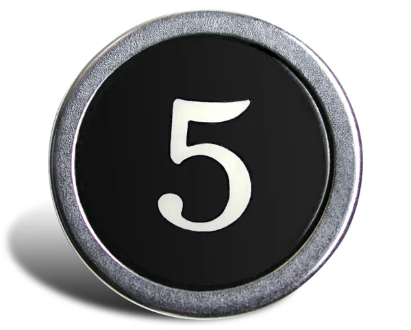 Photograph of Old Typewriter Key Number 5 — Stock Photo, Image