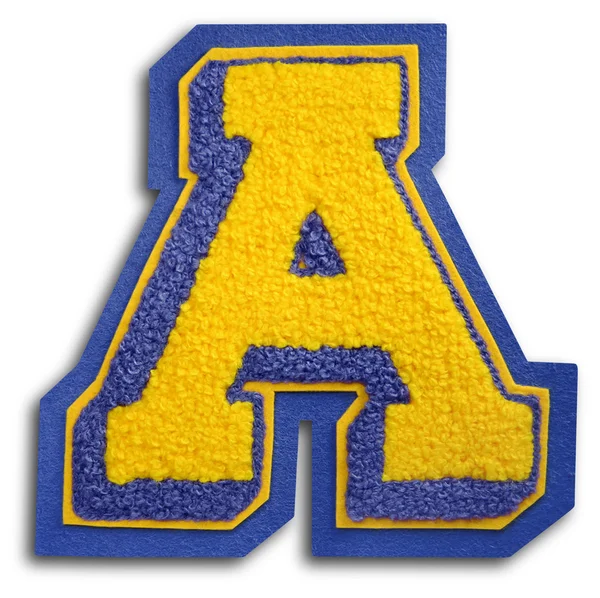 Photograph of School Sports Letter - Blue and Yellow A — Stock Photo, Image