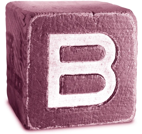 Fotografie purpurové dřevěných tiskací písmeno b — Stock fotografie