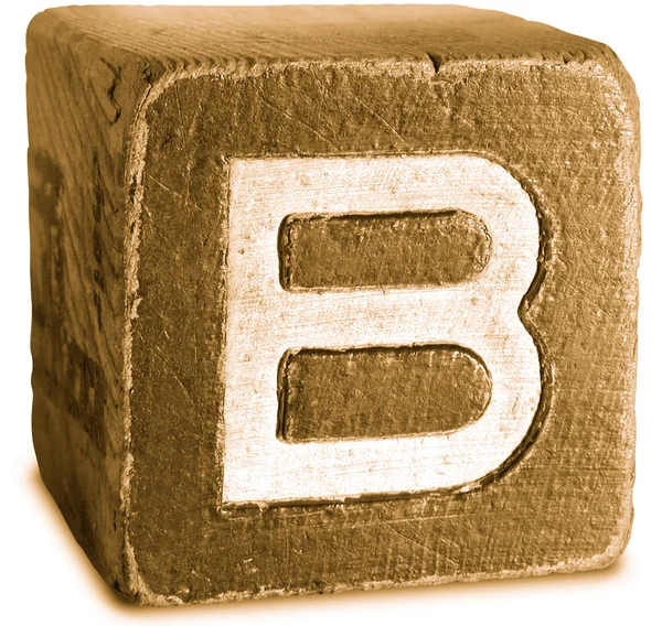 Fotografia do bloco de madeira Sepia letra B — Fotografia de Stock