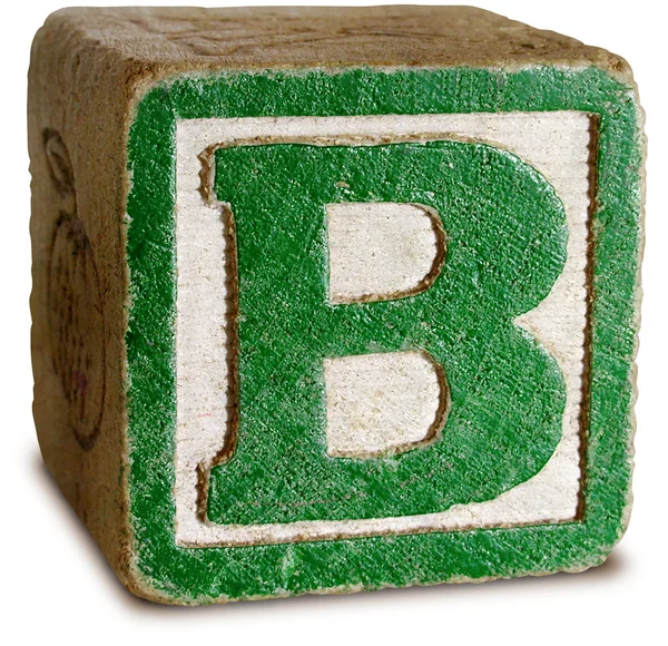 Фото письма "Зеленый деревянный блок" В — стоковое фото