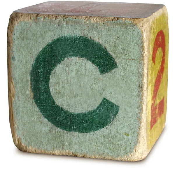 Fotografia do bloco de madeira verde letra C — Fotografia de Stock