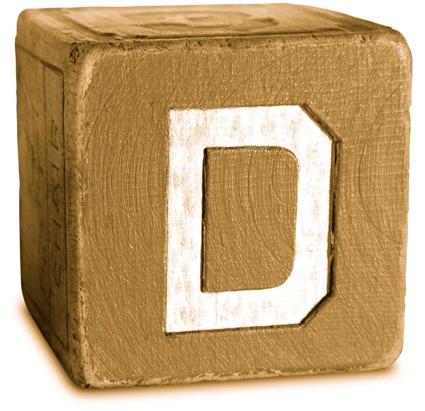 Photograph of Sepia Wooden Block Letter D — Stock Photo, Image