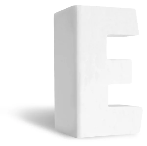 Bílý rozměrné dekorativní písmeno e — Stock fotografie
