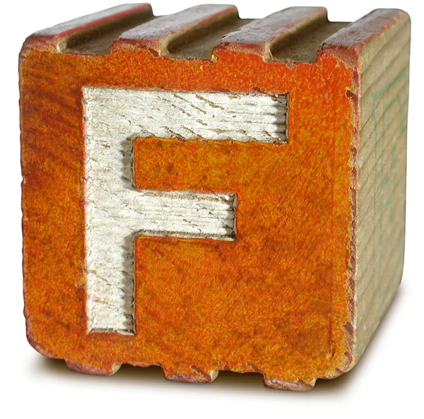 Foto von orangefarbenem Holzblock Buchstabe f — Stockfoto