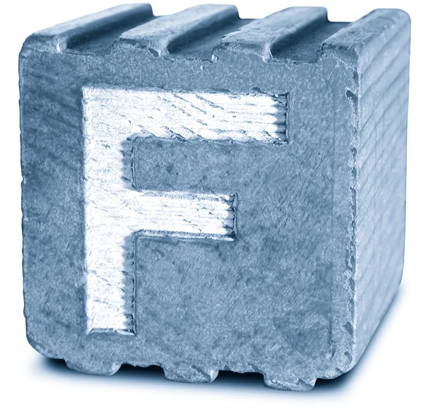 Photograph of Blue Wooden Block Letter F — Stock Photo, Image