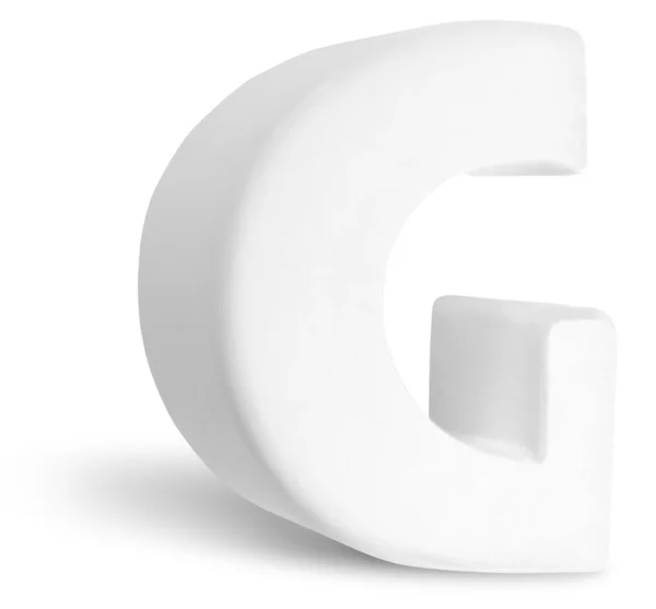 Bílý rozměrné dekorativní písmeno g — Stock fotografie