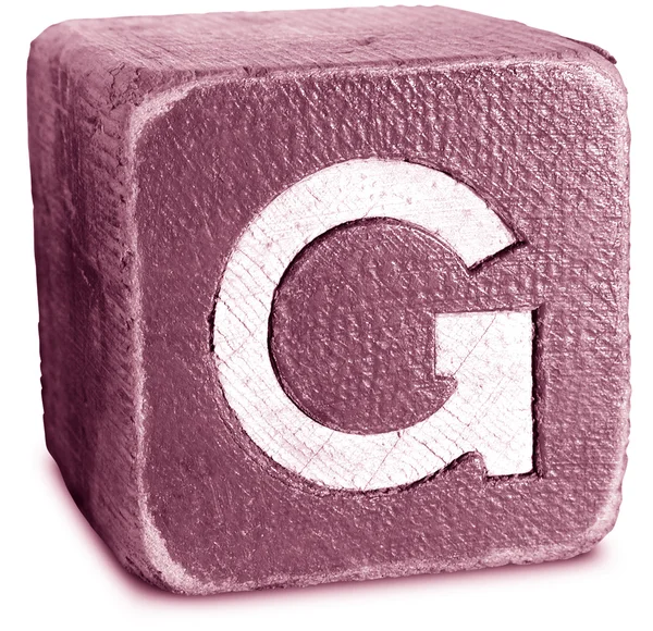 Zdjęcie magenta drewniany blok litera g — Zdjęcie stockowe
