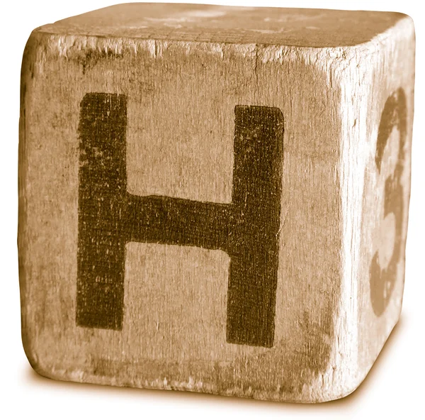 Photograph of Sepia Wooden Block Letter H — Stock Photo, Image