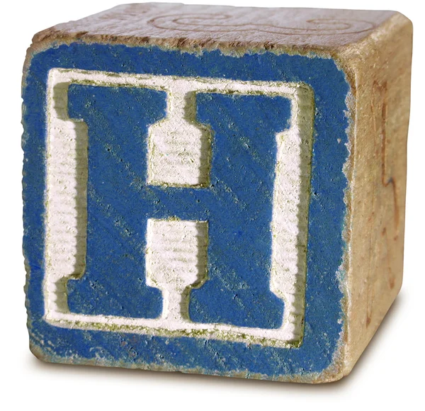 Photograph of Blue Wooden Block Letter H — Stock Photo, Image