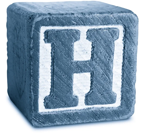 Fotografia di Blue Wooden Block Letter H — Foto Stock