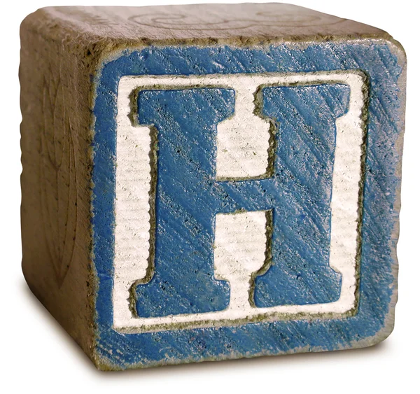 Fotografia di Blue Wooden Block Letter H — Foto Stock