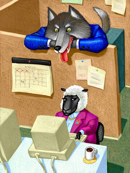 Ilustración del acoso sexual en el lugar de trabajo — Foto de Stock