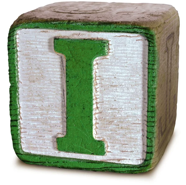 Fotografi av gröna träkloss bokstaven i — Stockfoto