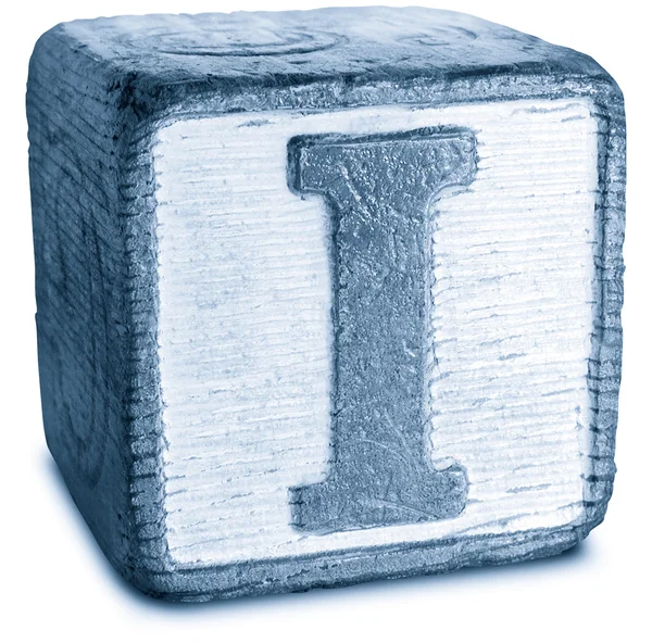 Foto van blauwe houten blok brief i — Stockfoto