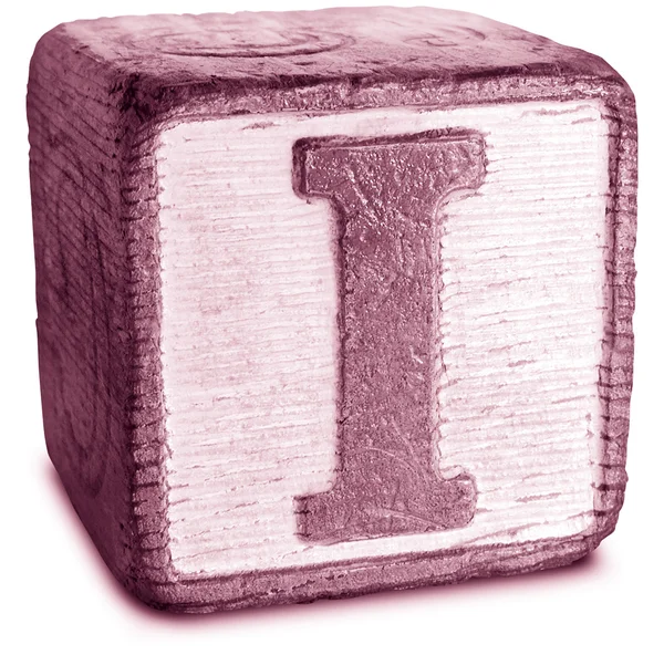 Photograph of Magenta Wooden Block Letter I — Stock Photo, Image