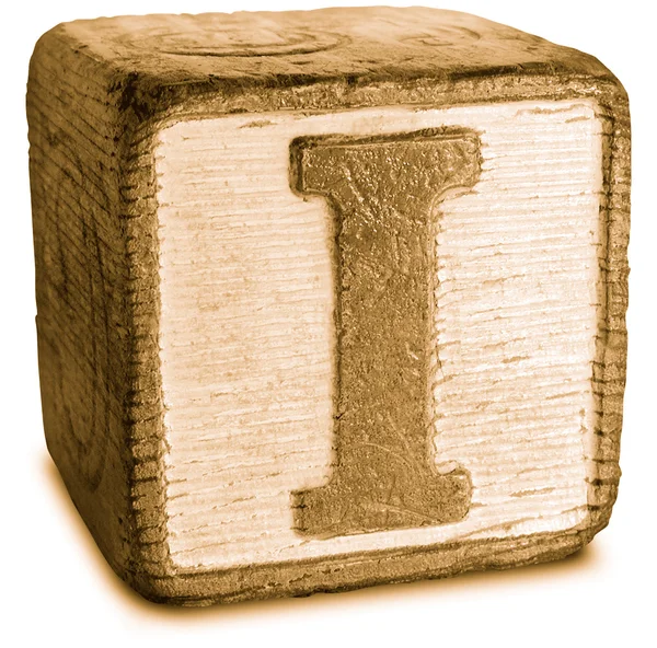 Photograph of Sepia Wooden Block Letter I — Stock Photo, Image