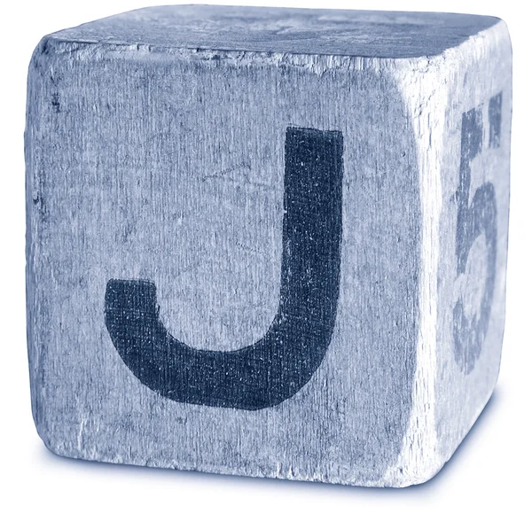 木制的蓝色块字母 j 的照片 — 图库照片