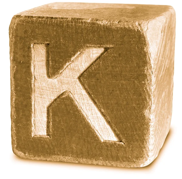 Photograph of Sepia Wooden Block Letter K — Stock Photo, Image