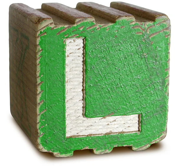 Photograph of Green Wooden Block Letter L — Stock Photo, Image