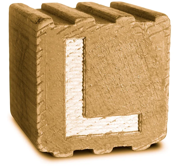 Photograph of Sepia Wooden Block Letter L — Stock Photo, Image