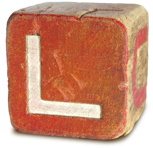 Foto van Oranje houten blok letter l — Stockfoto