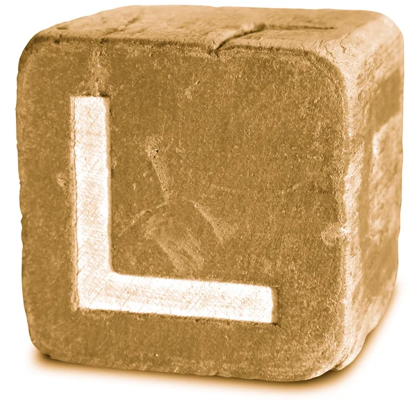 セピア色の木製のブロック文字 l の写真 — ストック写真