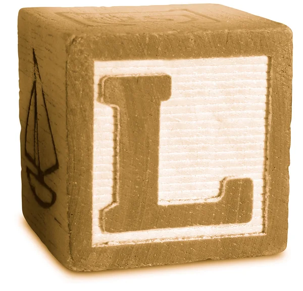 Photograph of Sepia Wooden Block Letter L — Stock Photo, Image