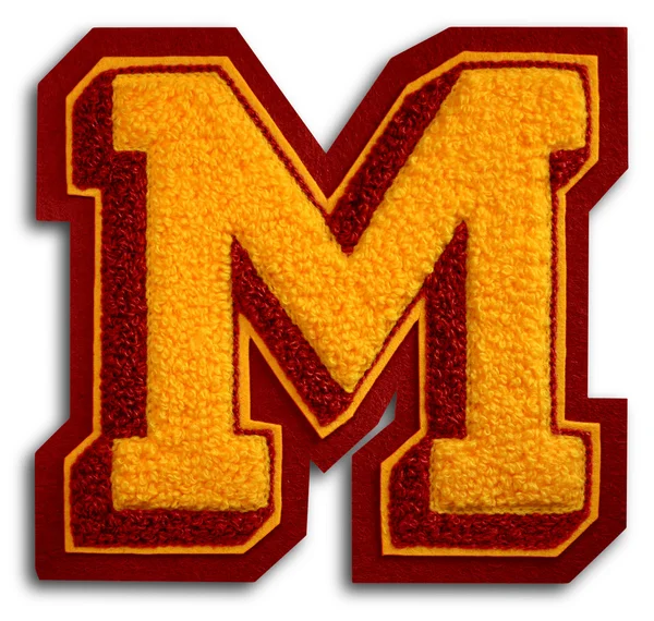 Photograph of School Sports Letter - Burgundy and Gold M — Stock Photo, Image
