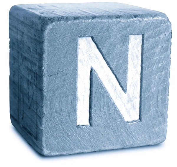 Foto van blauwe houten blok letter n — Stockfoto