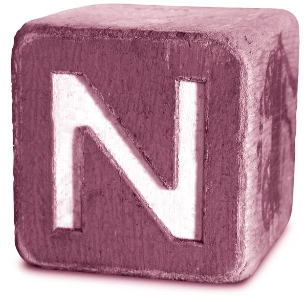 Фото Magenta Wooden Block Letter N — стоковое фото