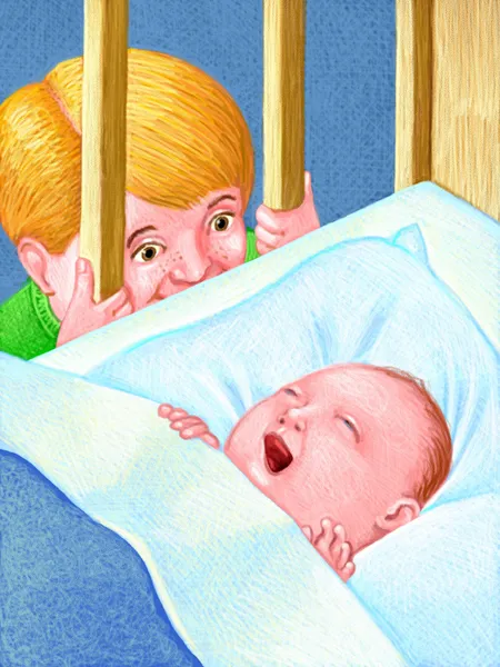 Εικονογράφηση του νέο αδελφό μωρών — 图库照片