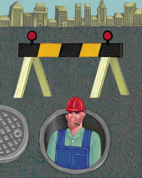 Illustration of Sewer Worker — Stock Photo, Image