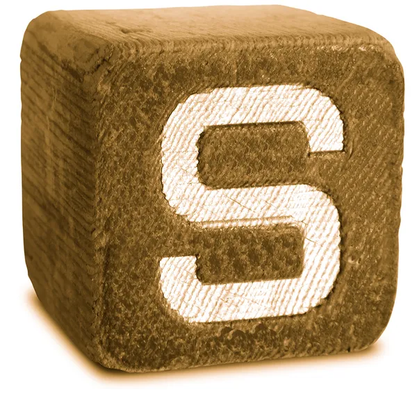 Photograph of Sepia Wooden Block Letter S — Stock Photo, Image