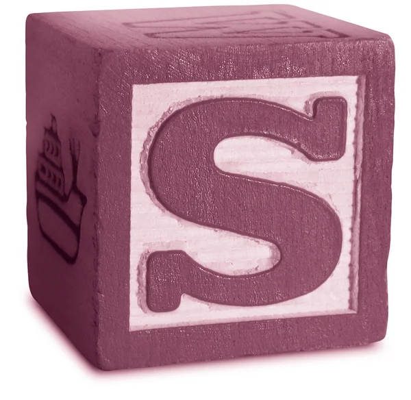 Photograph of Magenta Wooden Block Letter S — Stock Photo, Image